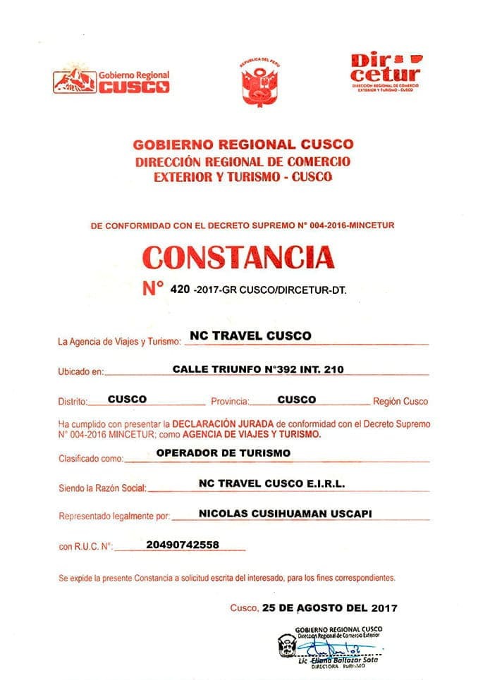 Constancia NC travel